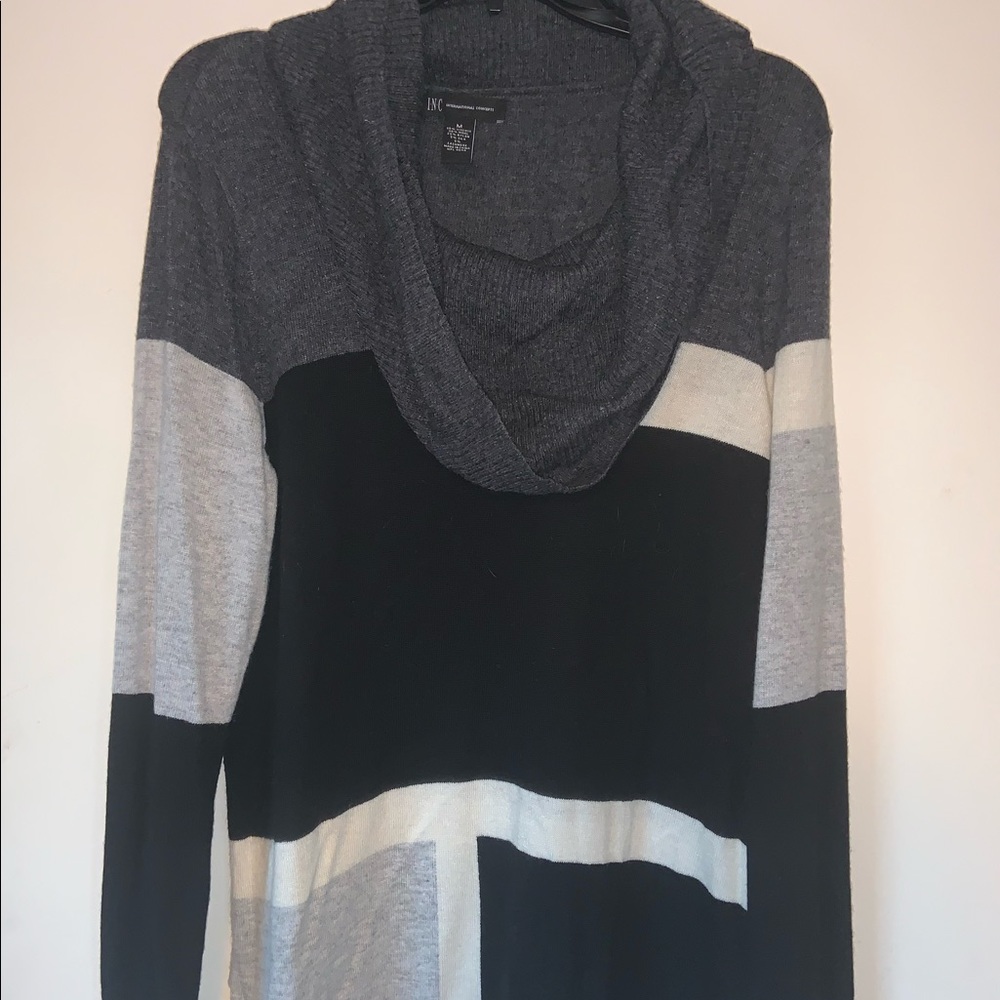 Inc color block cowl neck sweater